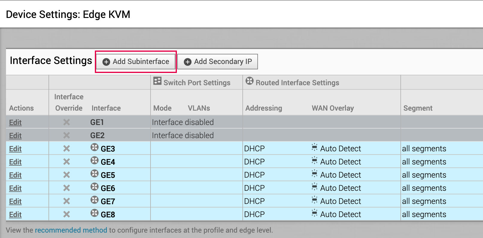 Subinterface hinzufügen