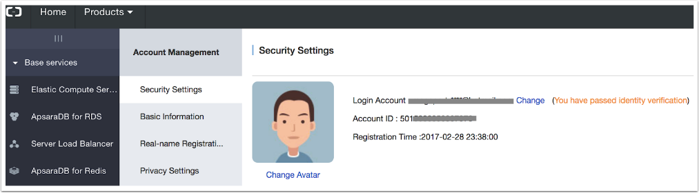 ID de cuenta de Alibaba