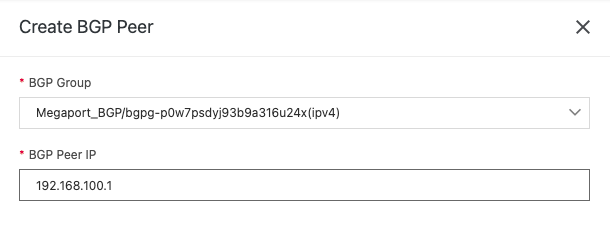 Crear peer BGP
