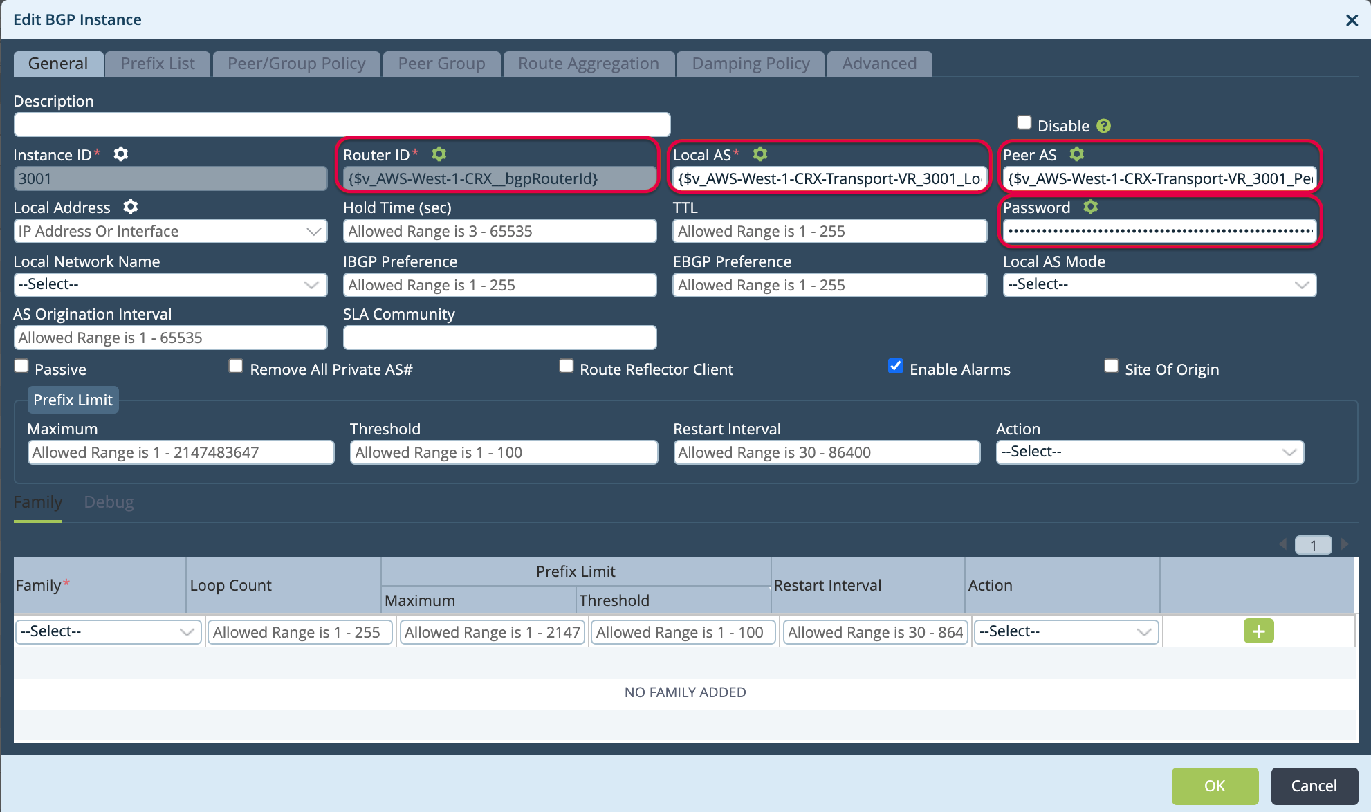 Parametrizar campos