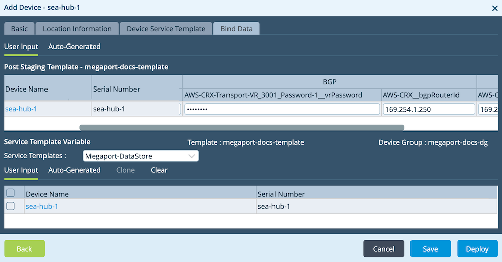 Configuración del dispositivo Versa