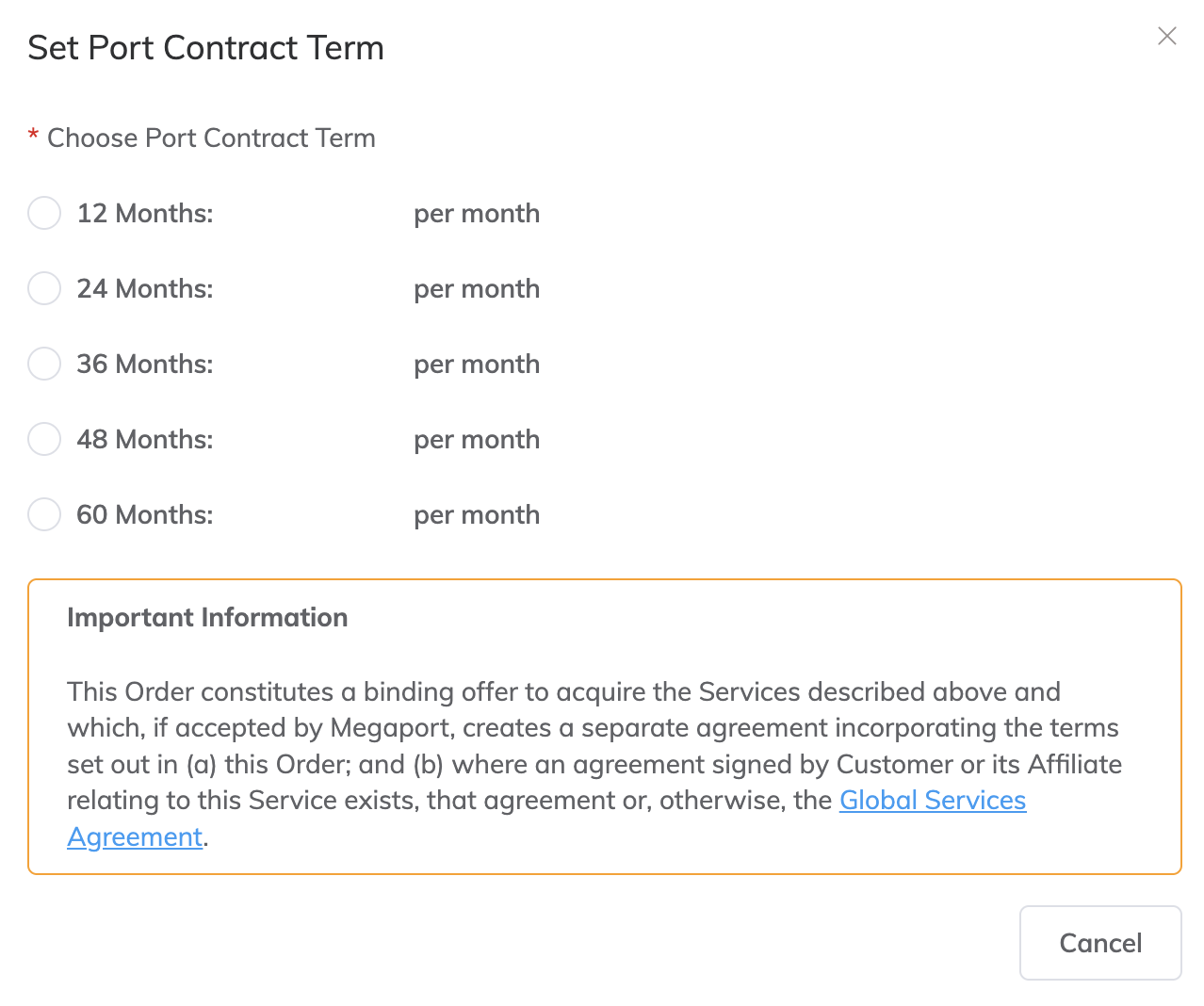 Configurar plazo del contrato del Port