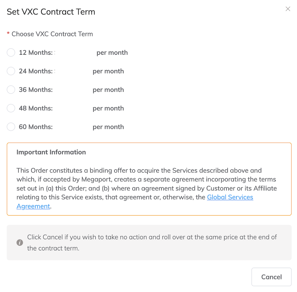 Definir plazo del contrato de VXC