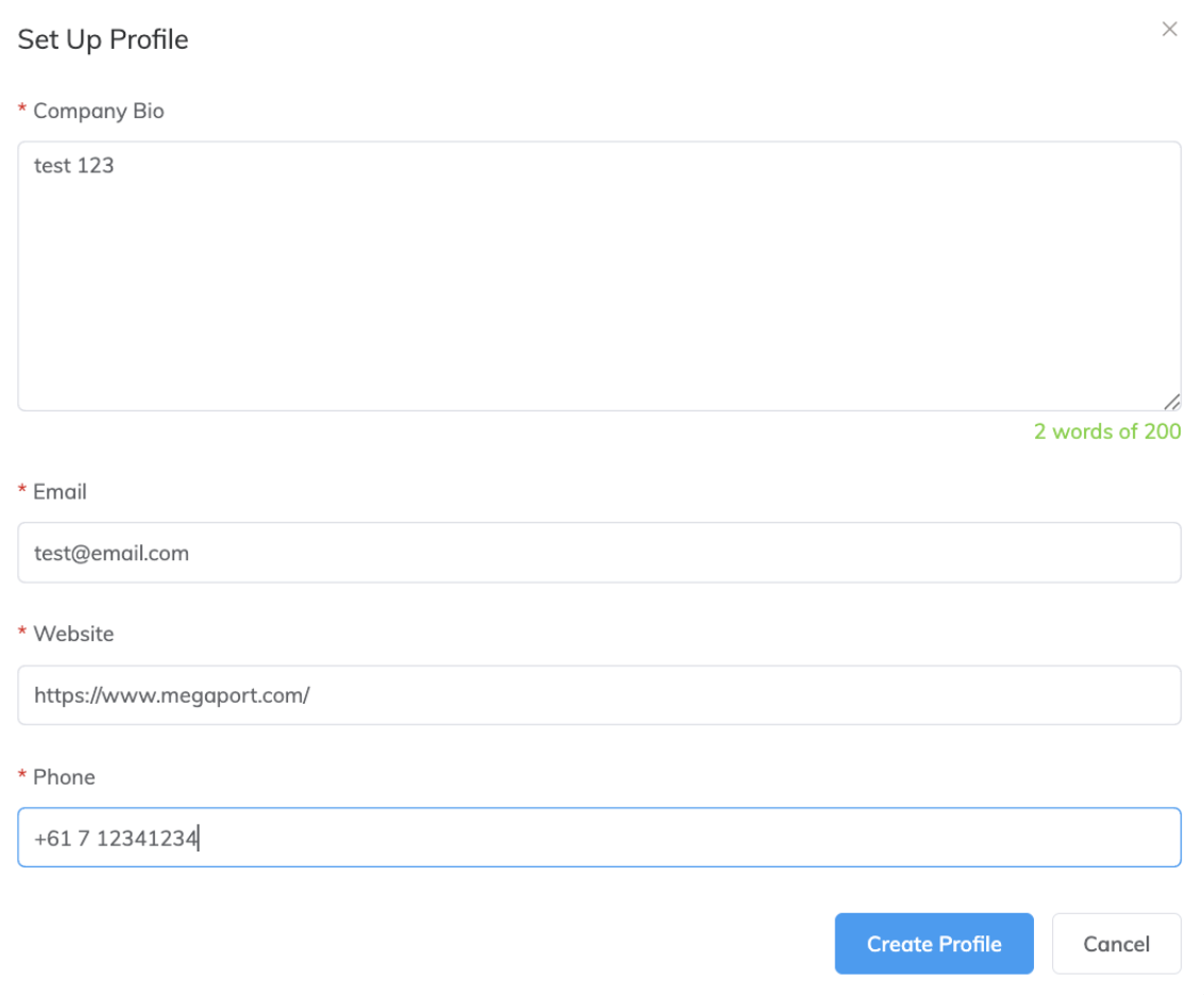  Crear perfil de Megaport Marketplace