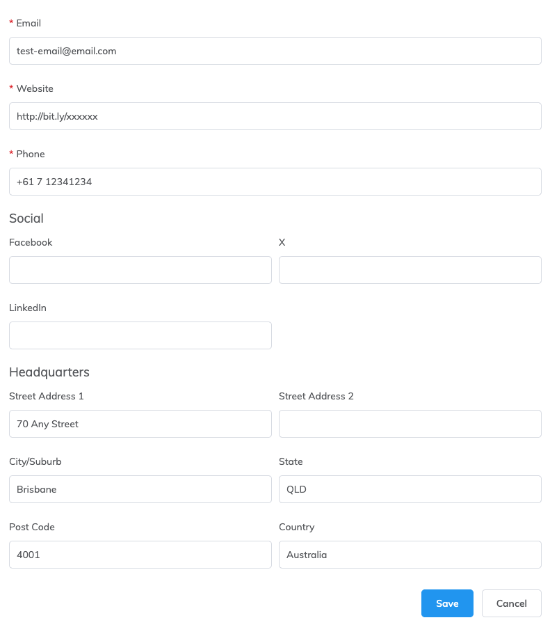 Pestaña Contacto del perfil de Megaport Marketplace
