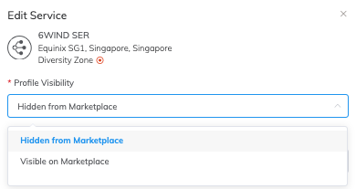 Cambiar la visibilidad de un servicio en el Megaport Marketplace 