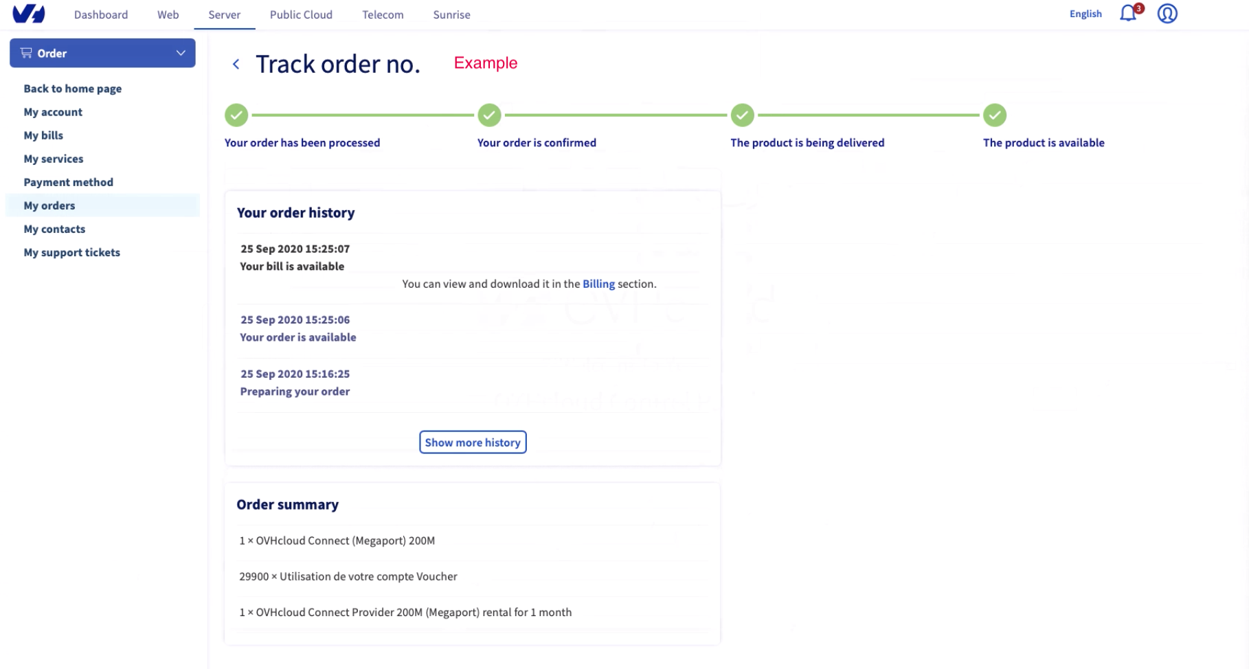 Détails de la commande