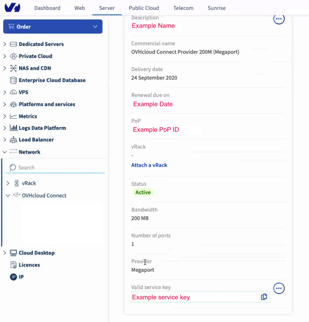 Détails d'OVHcloud Connect