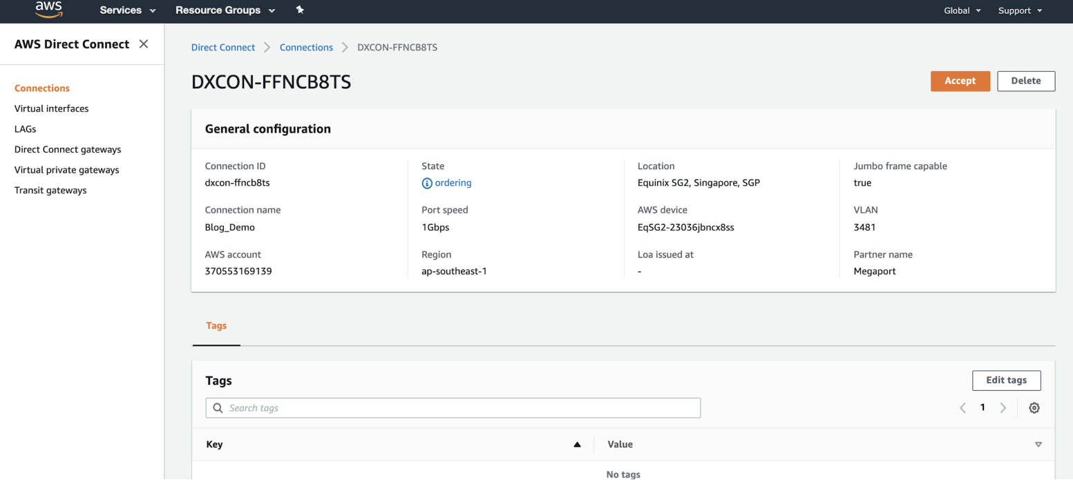Accepter les connexions AWS