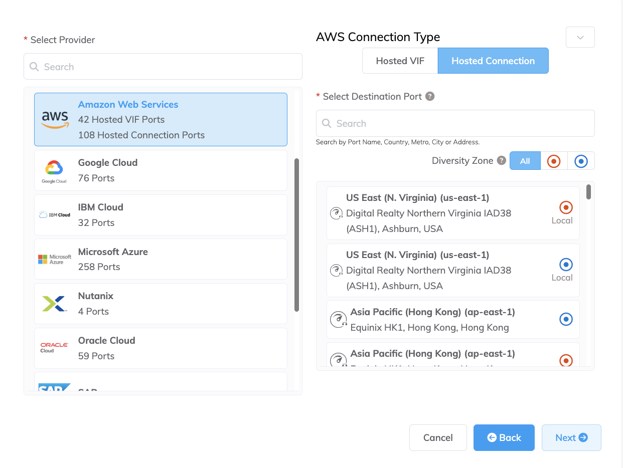 Ajouter une connexion AWS