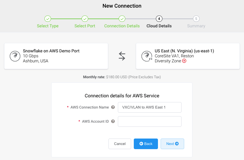 Détails de la connexion AWS