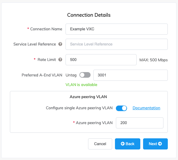 VLAN de peering Azure