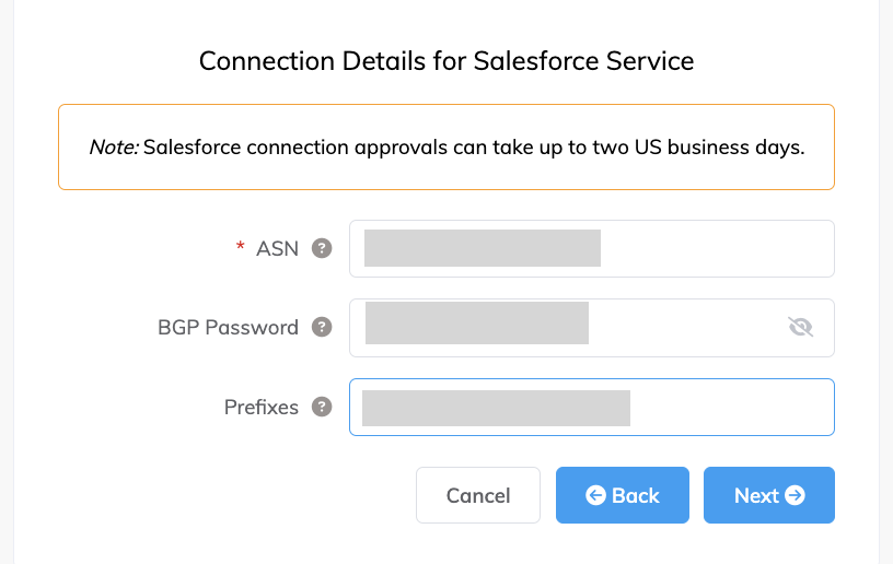 Détails de la connexion SFDC