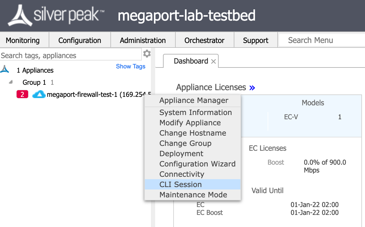 État du pair BGP pour Aruba