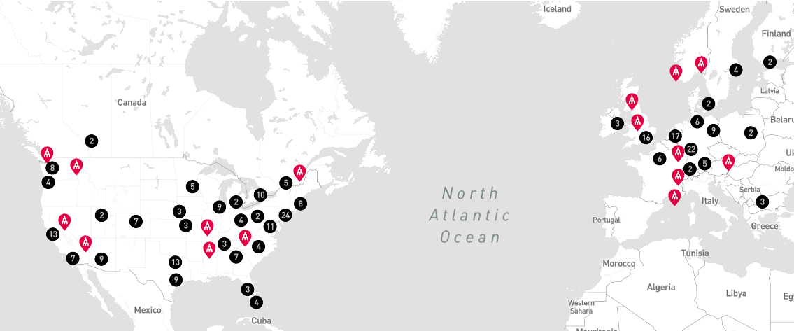 Carte des Emplacements Activés