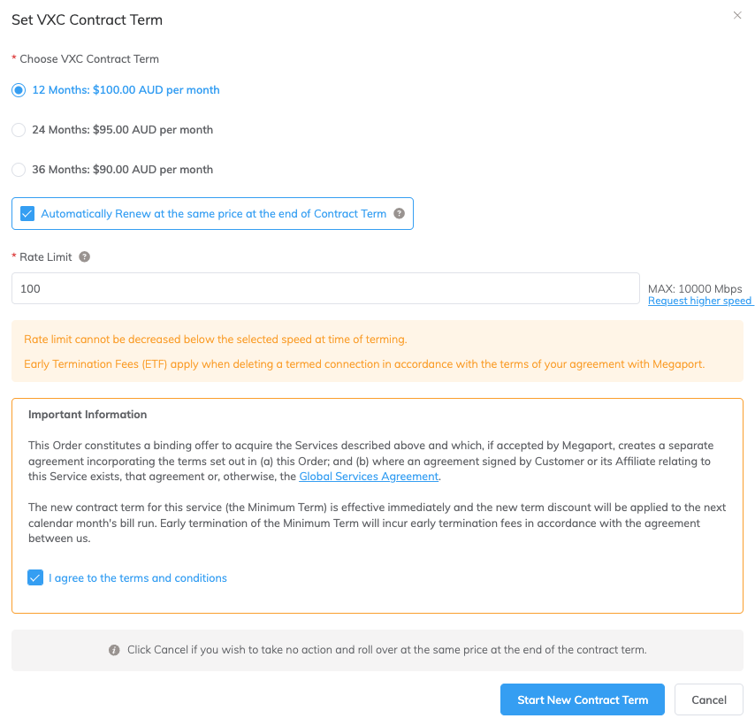 Définir le terme du contrat VXC