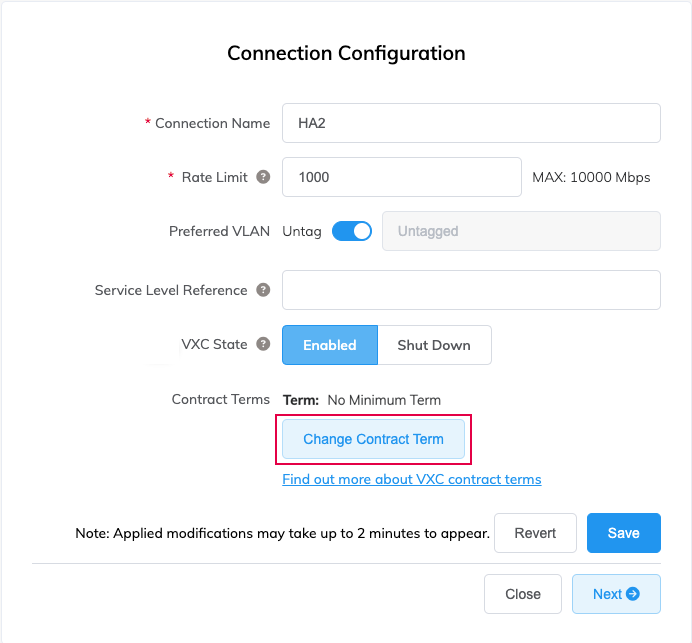 Configuration du VXC