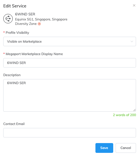 Ajouter un Port à votre profil Megaport Marketplace