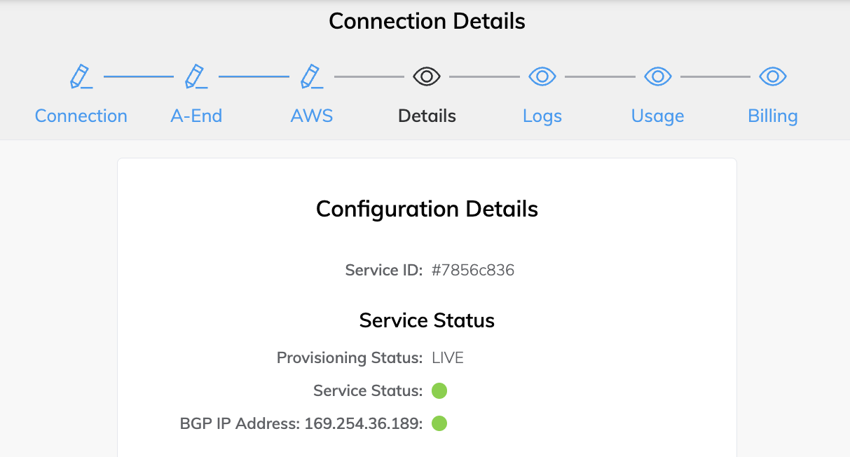 Voir l'état du BGP dans la page de détails de configuration