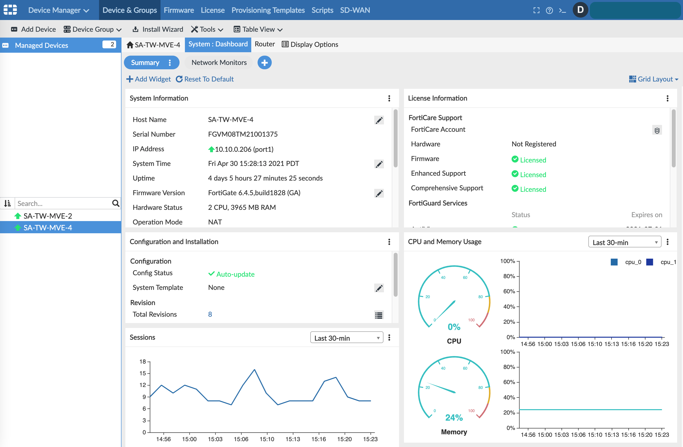 FortiCloud géré via FortiManager