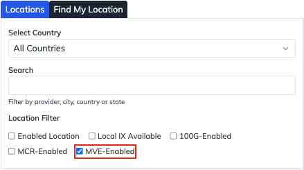 Recherche d'emplacements activés MVE