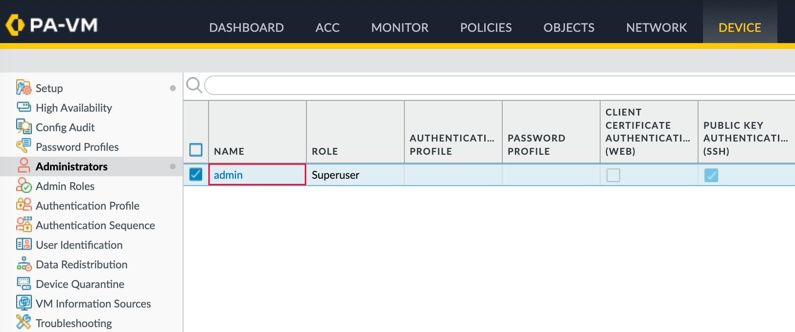 Utilisateur admin