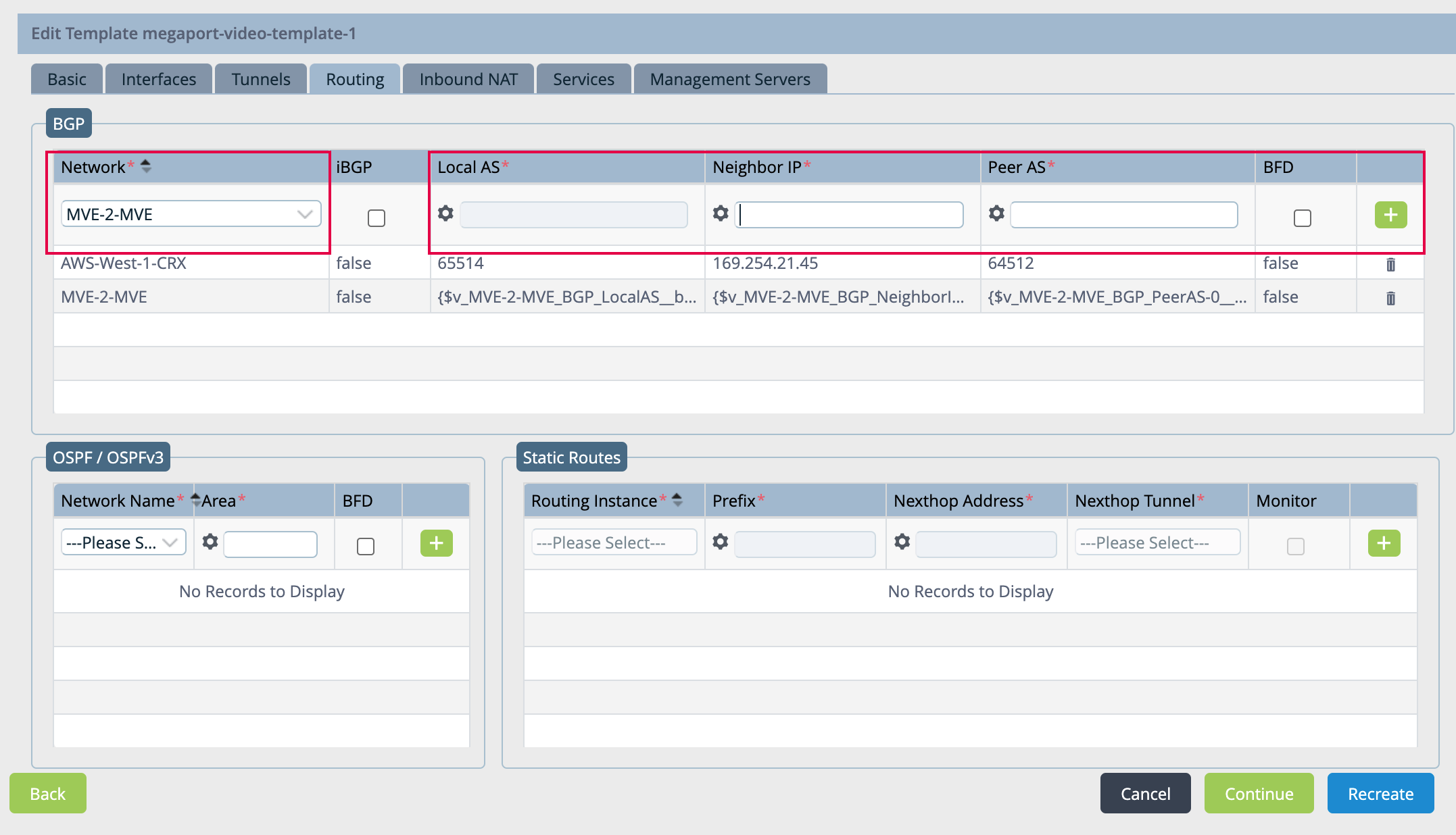 Routing details