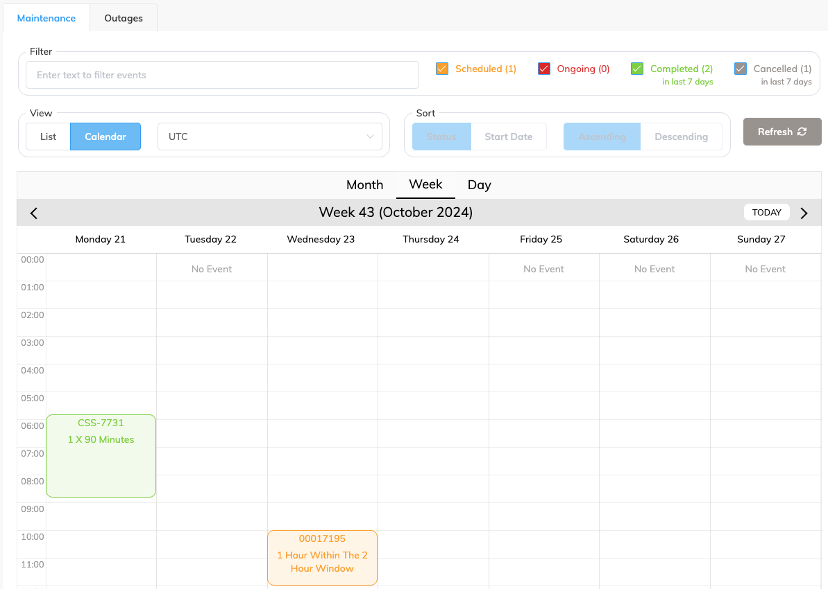 Vue Calendrier