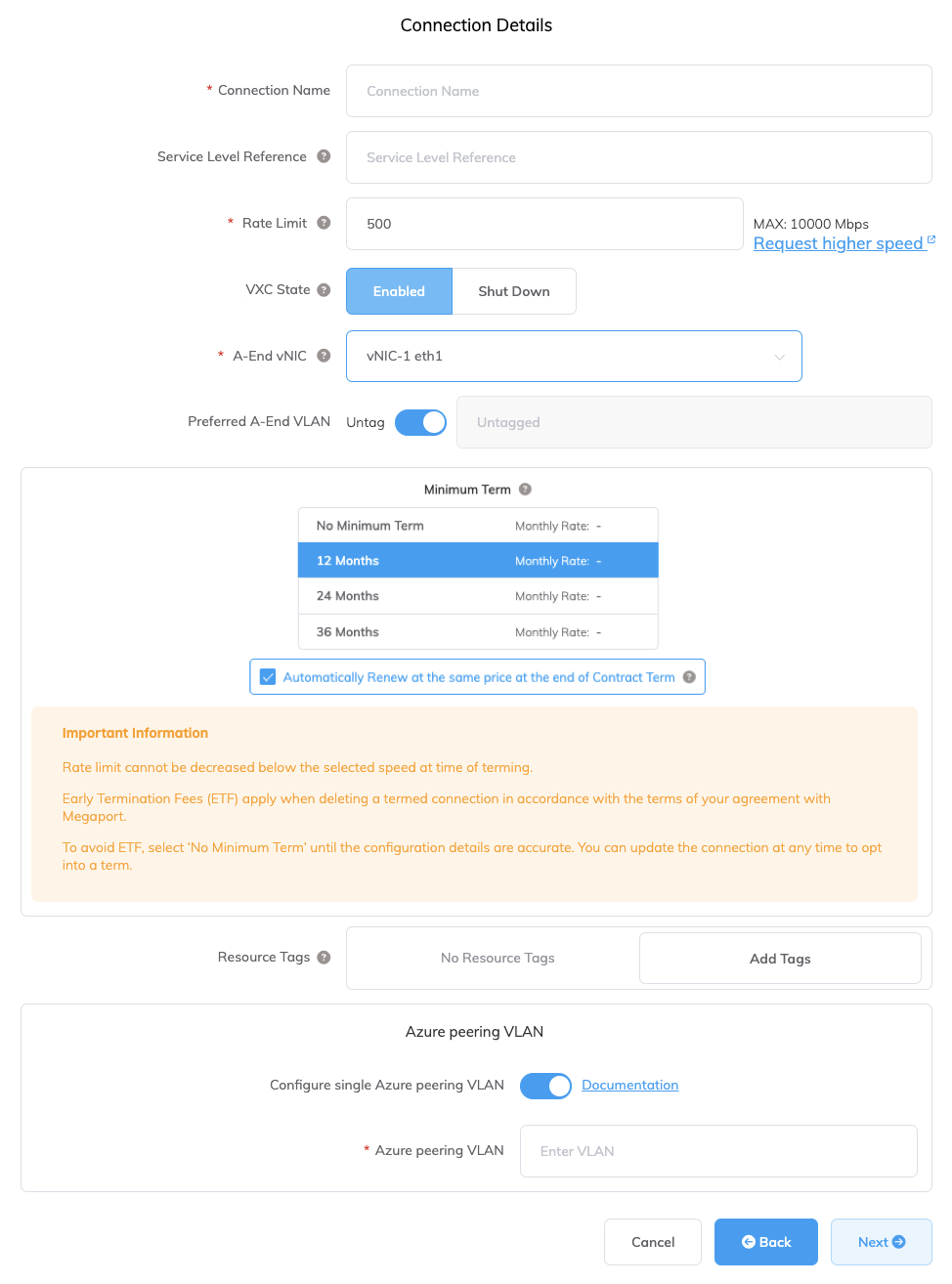 Dettagli della connessione Azure