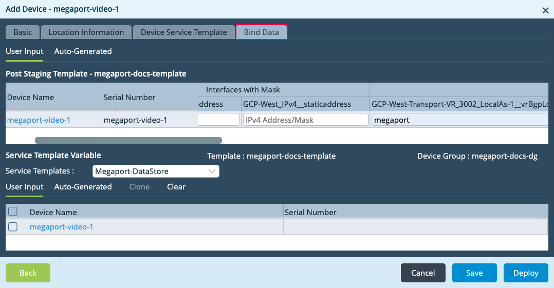 Scheda Bind Data