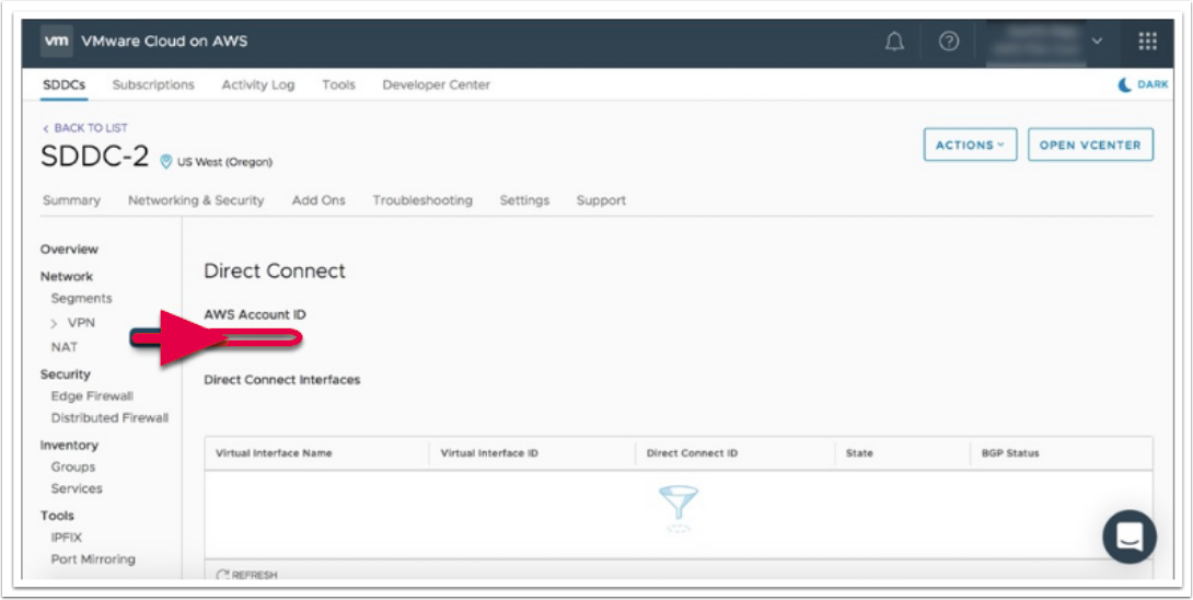 VMware Cloud on AWS アカウント番号