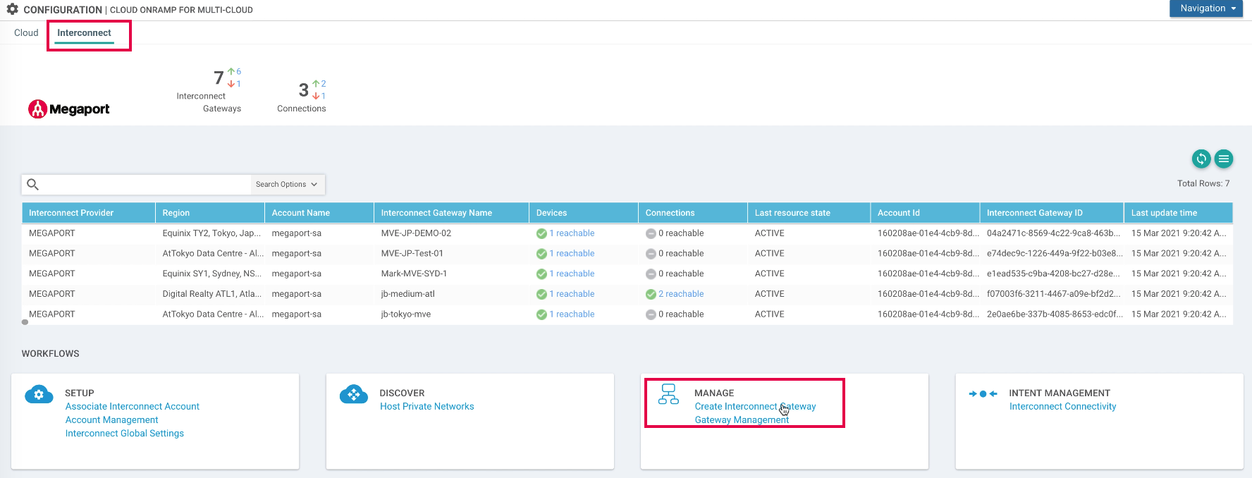 vManage create interconnect gateway