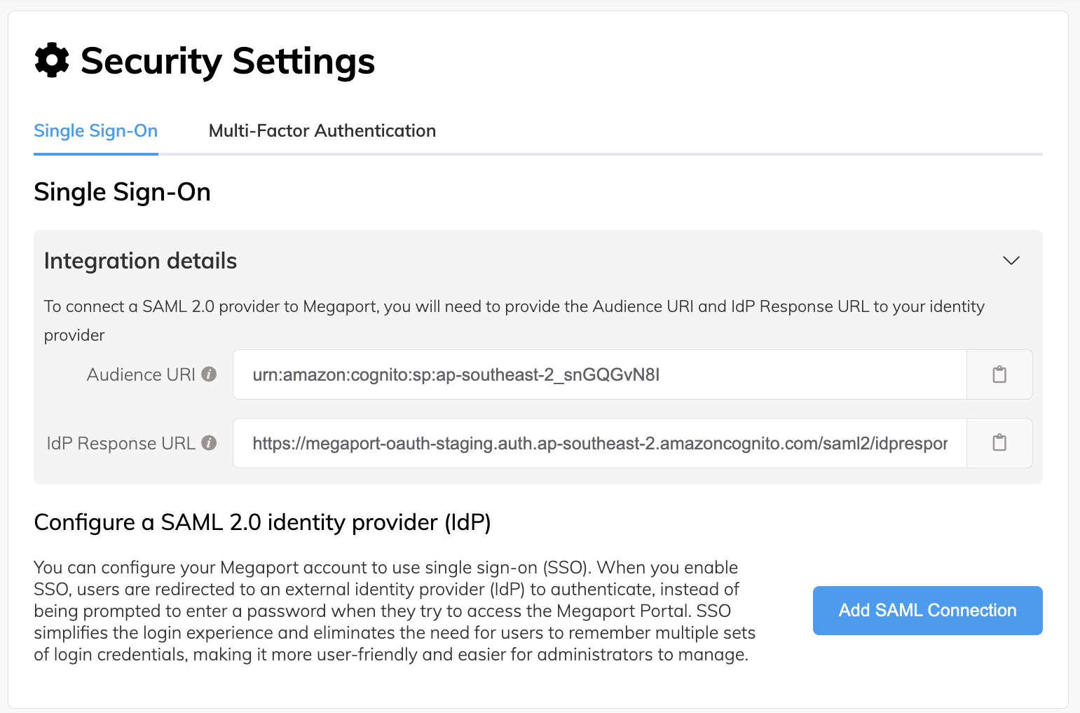 SAML 2.0 Identity Provider (IdP)の追加