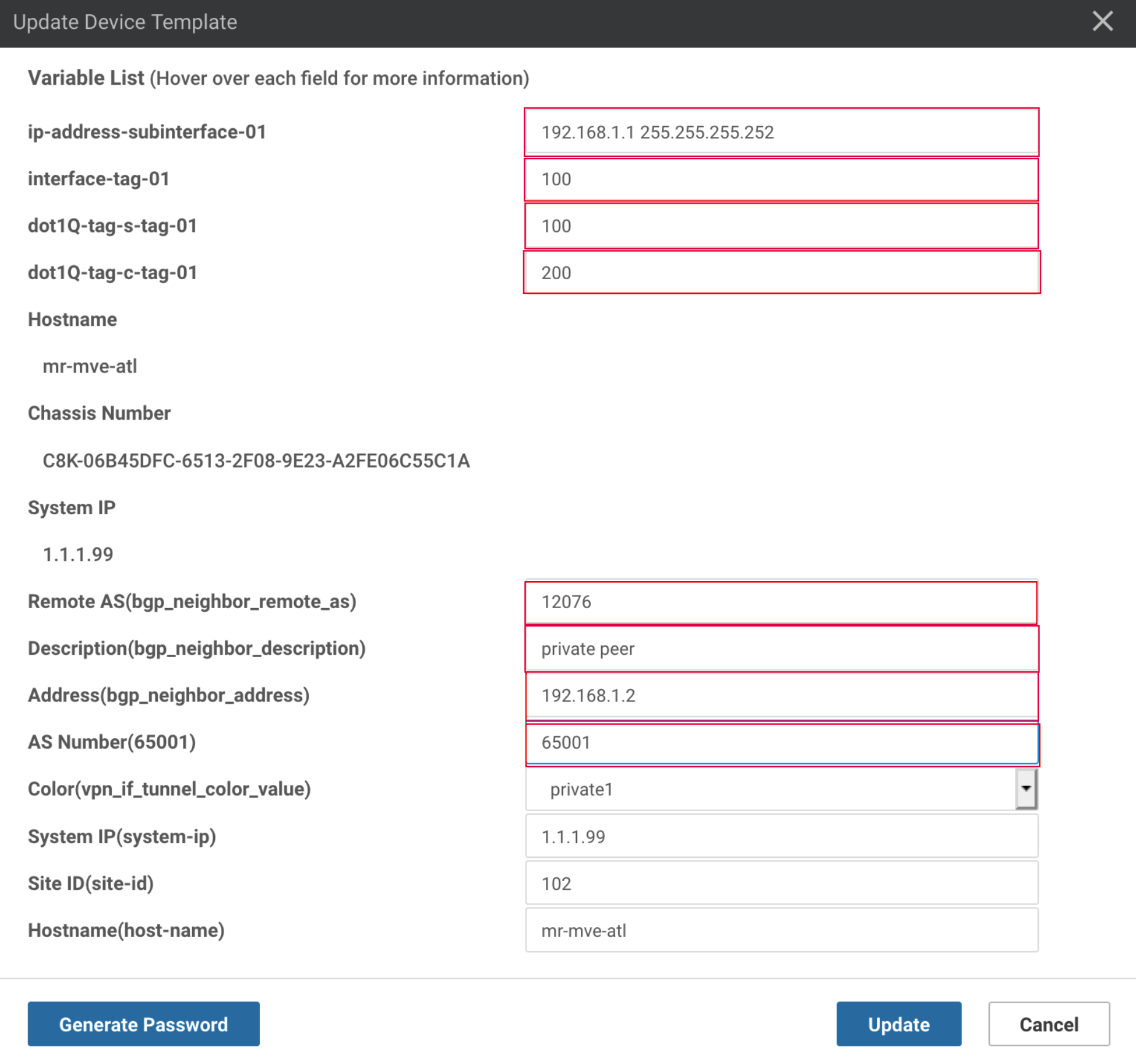 Templates do vManage