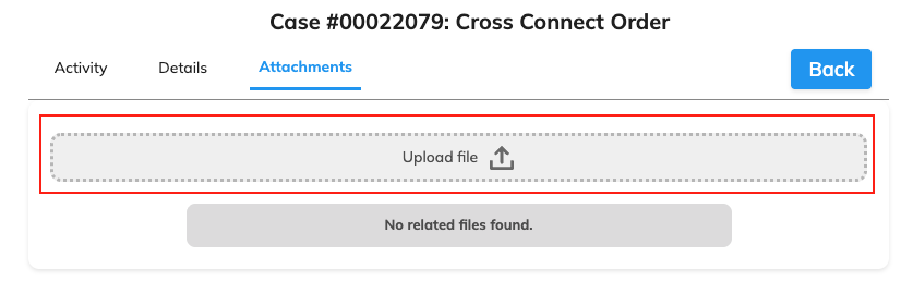 botão de upload de arquivo do Support Requests Portal.