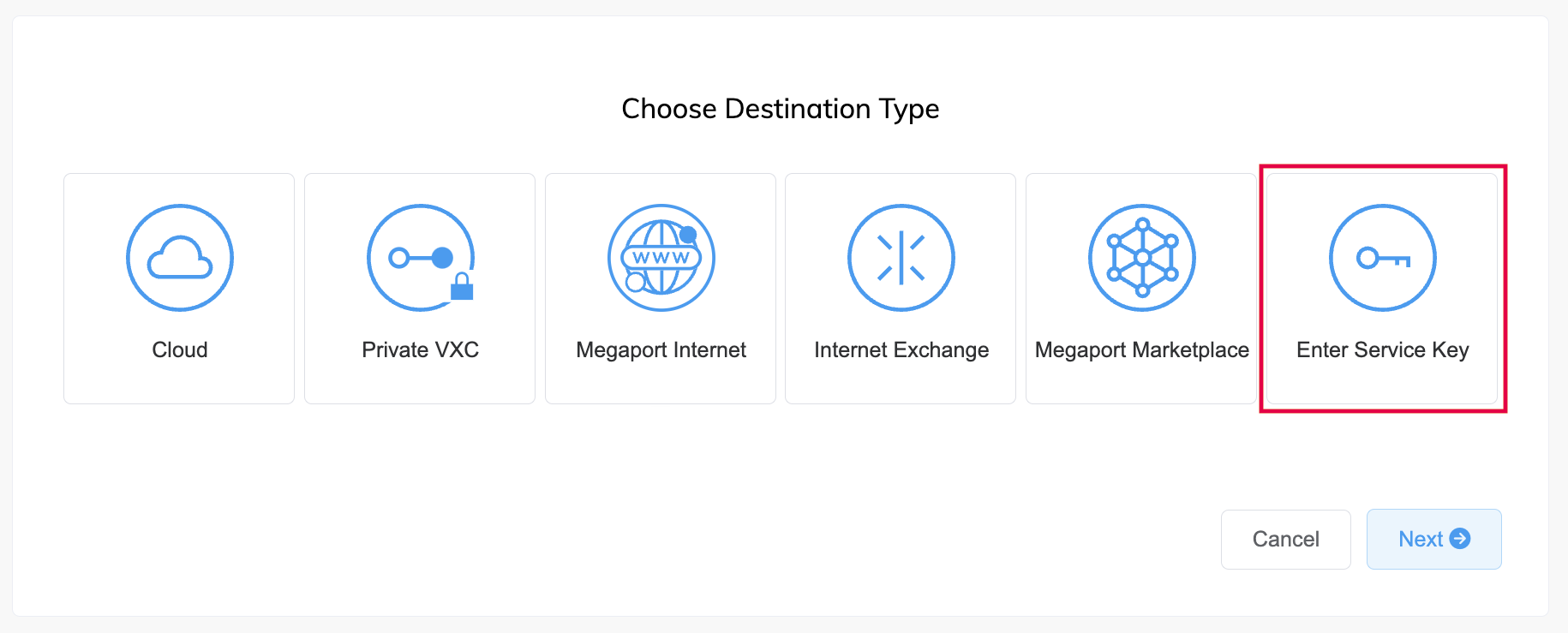 Adicionar conexão Service Key