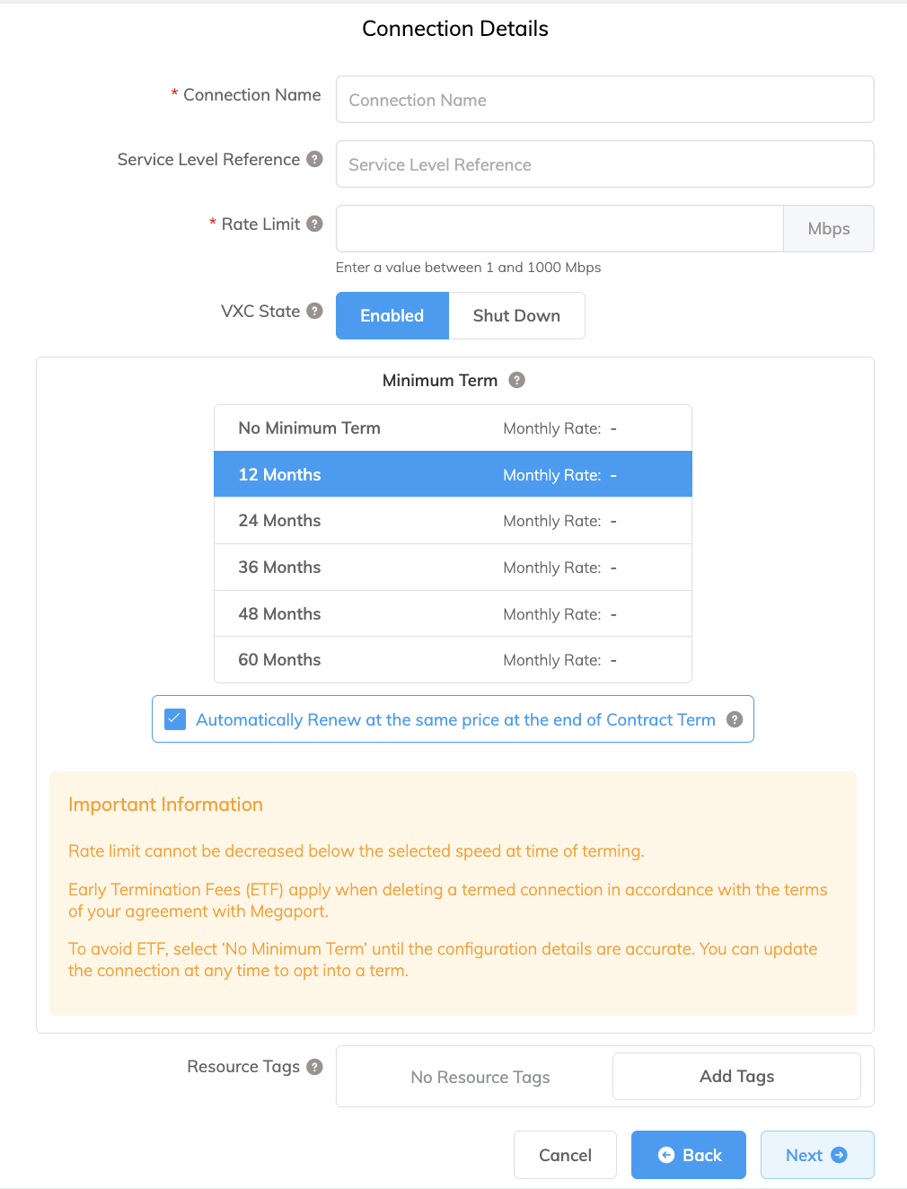Adicionar detalhes do VXC