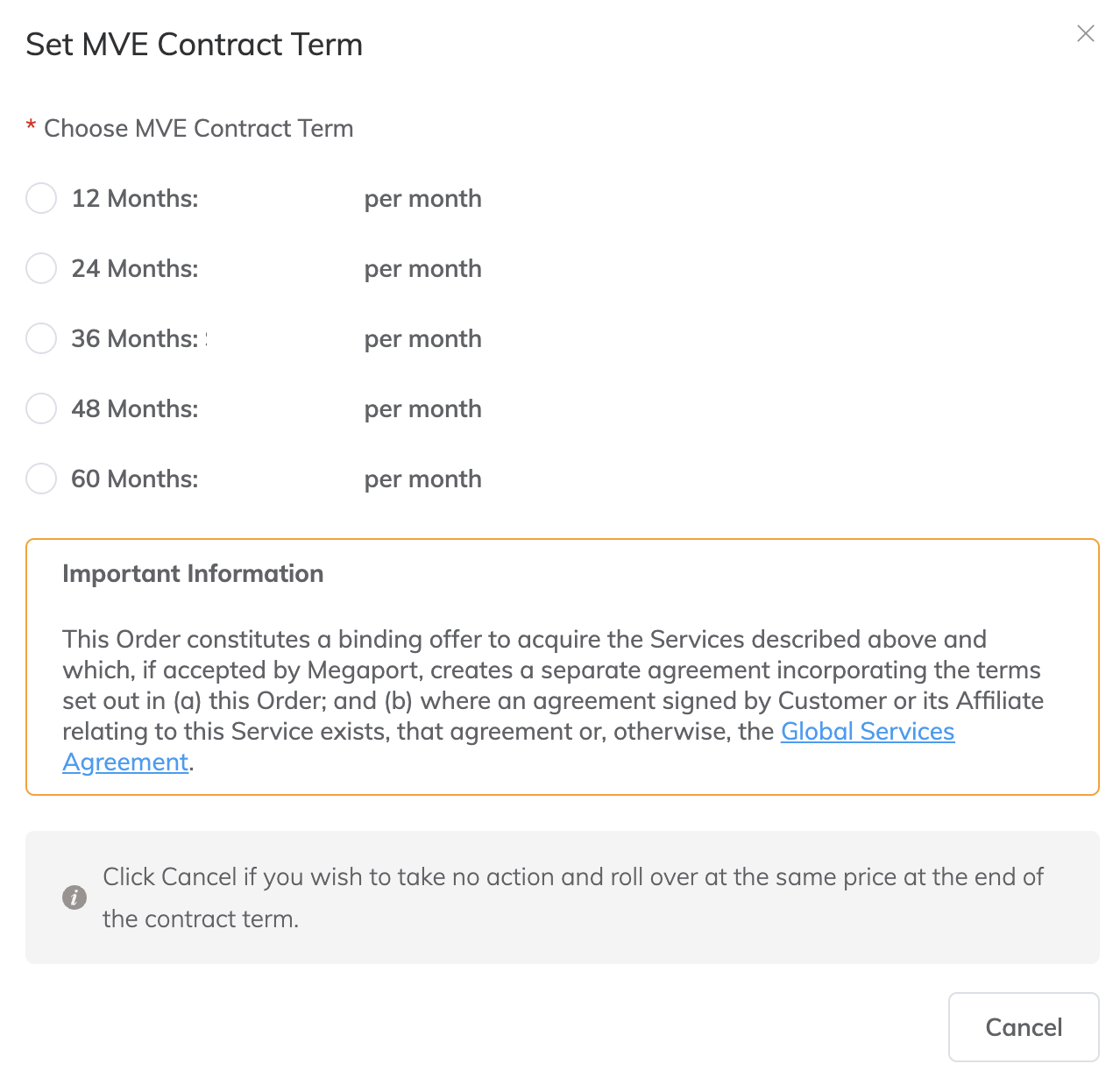 设置 MVE 合同期限