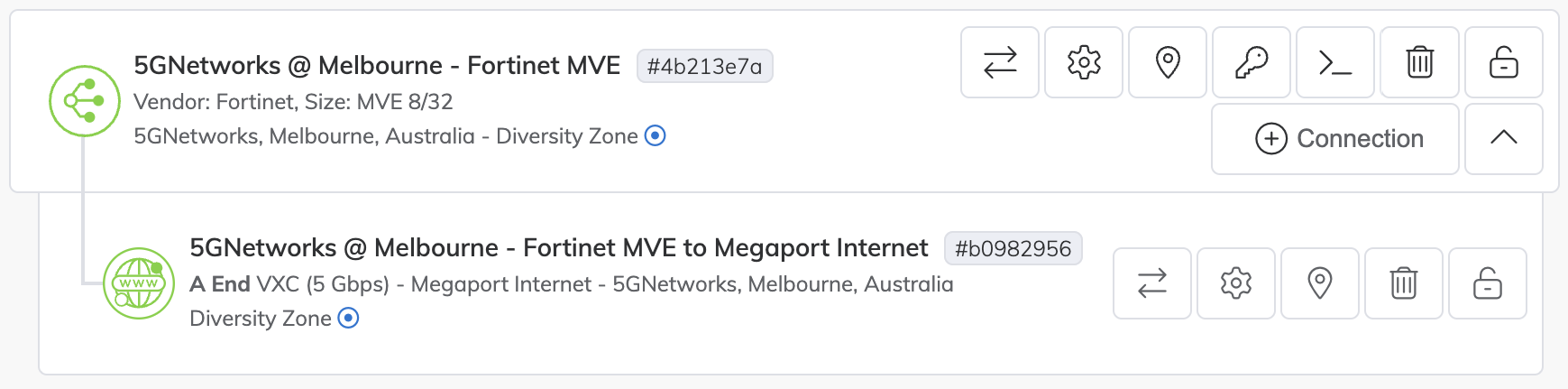 Services 页面中显示的 MVE